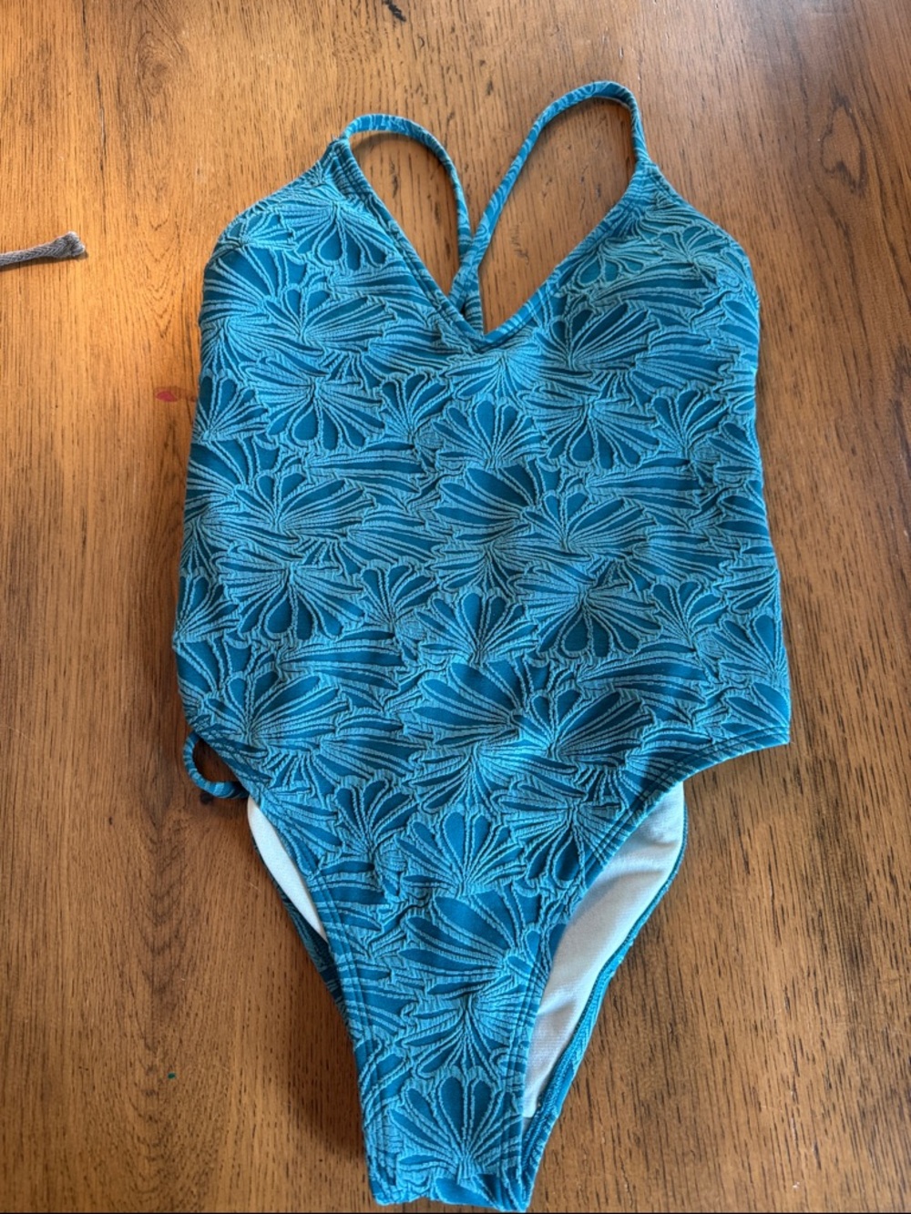 Cupshe Teal Textured Floral One-Piece Swimsuit